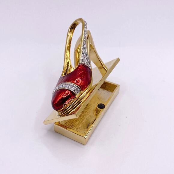 Red Shoe Vanity Rhinestones Jeweled Trinket Box - Picture 6 of 6